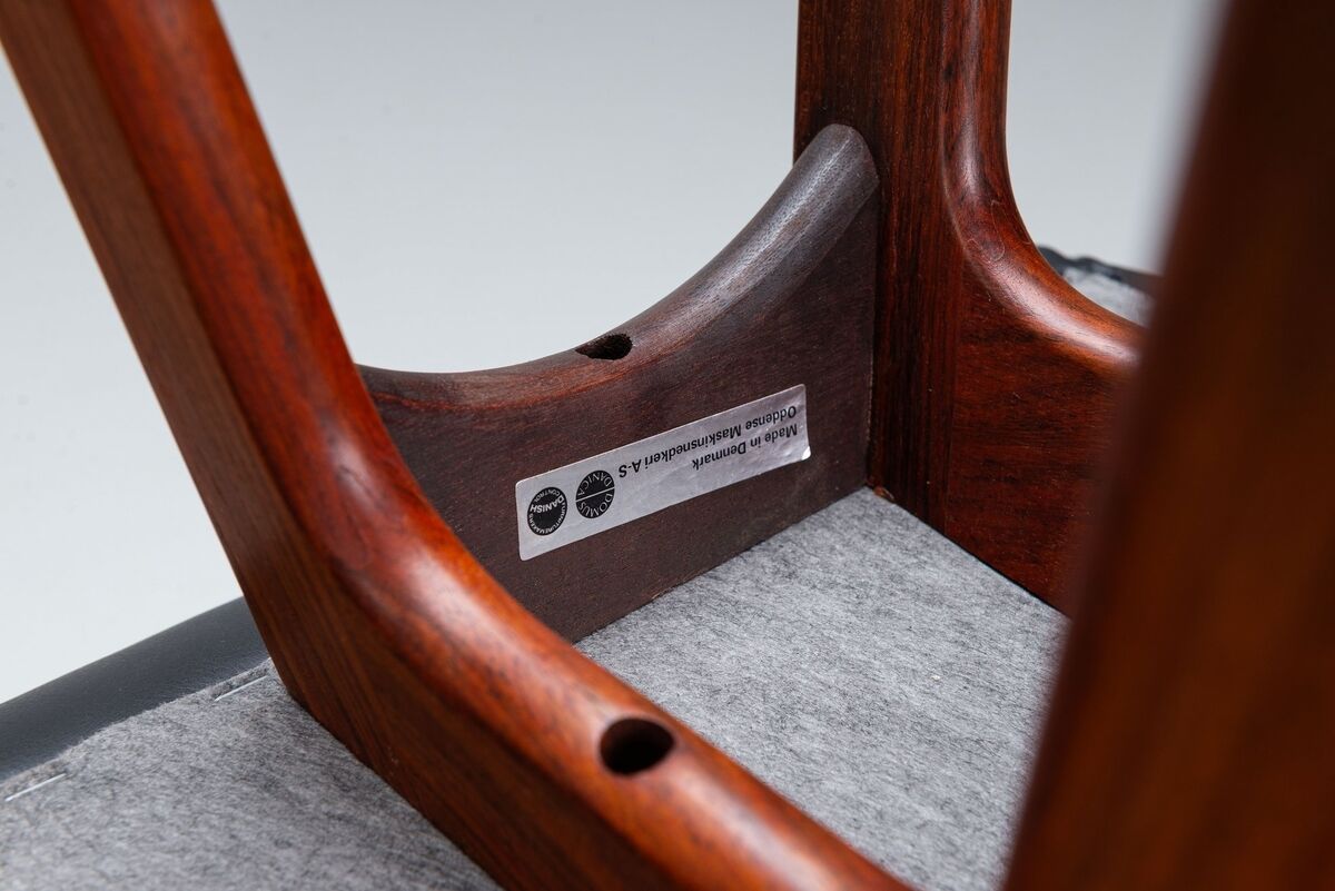 Erik Buch set of three “OD61” bar stools in rosewood Oddense Denmark 1965