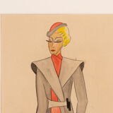Art Déco Fashion Illustration, Gouache on Paper, 93 x 52 cm