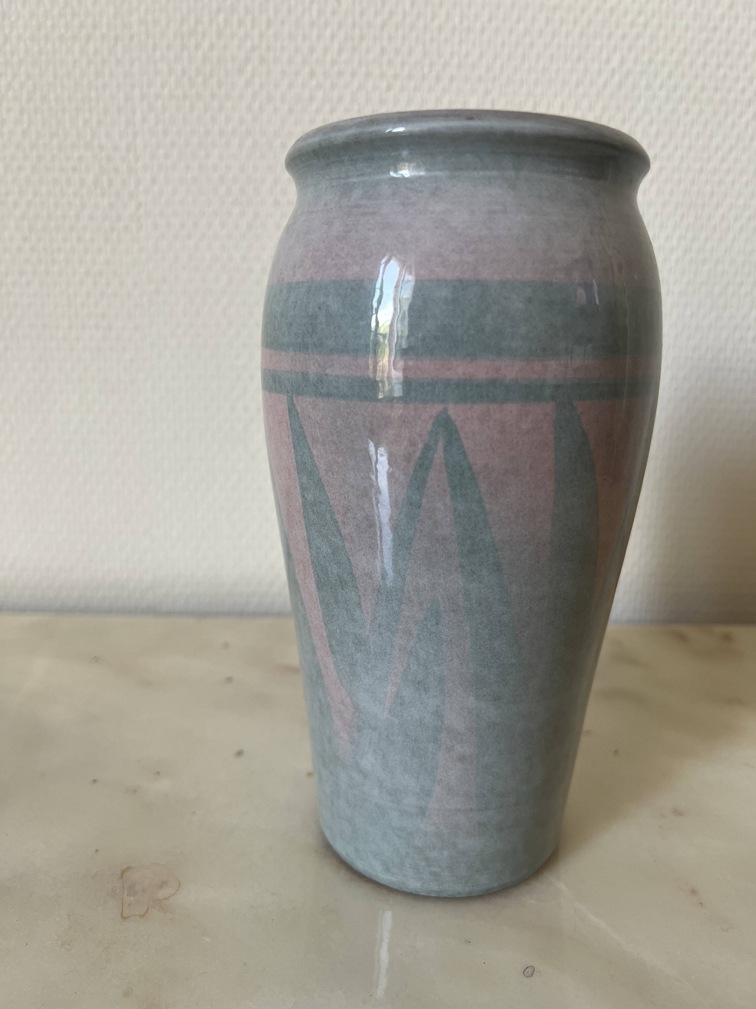 Sky blue and gray ceramic vase