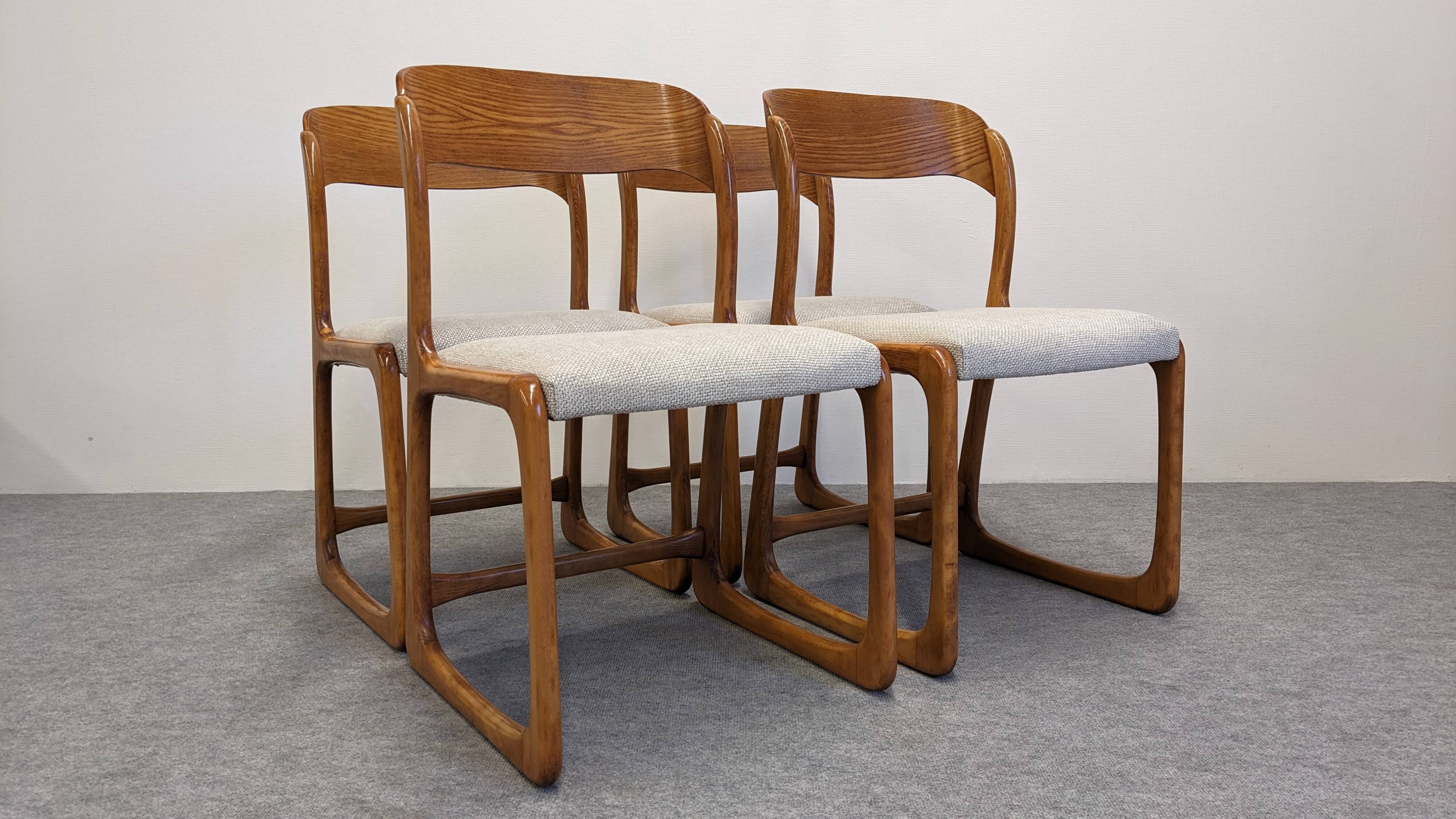 Set of 4 Baumann sled chairs, France circa 1970.