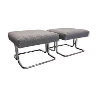 Pair of Space Age tubular ottoman stools, 1960s-70s
