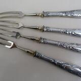 serving forks silver handles germany origin -box of- 4 art nouveau