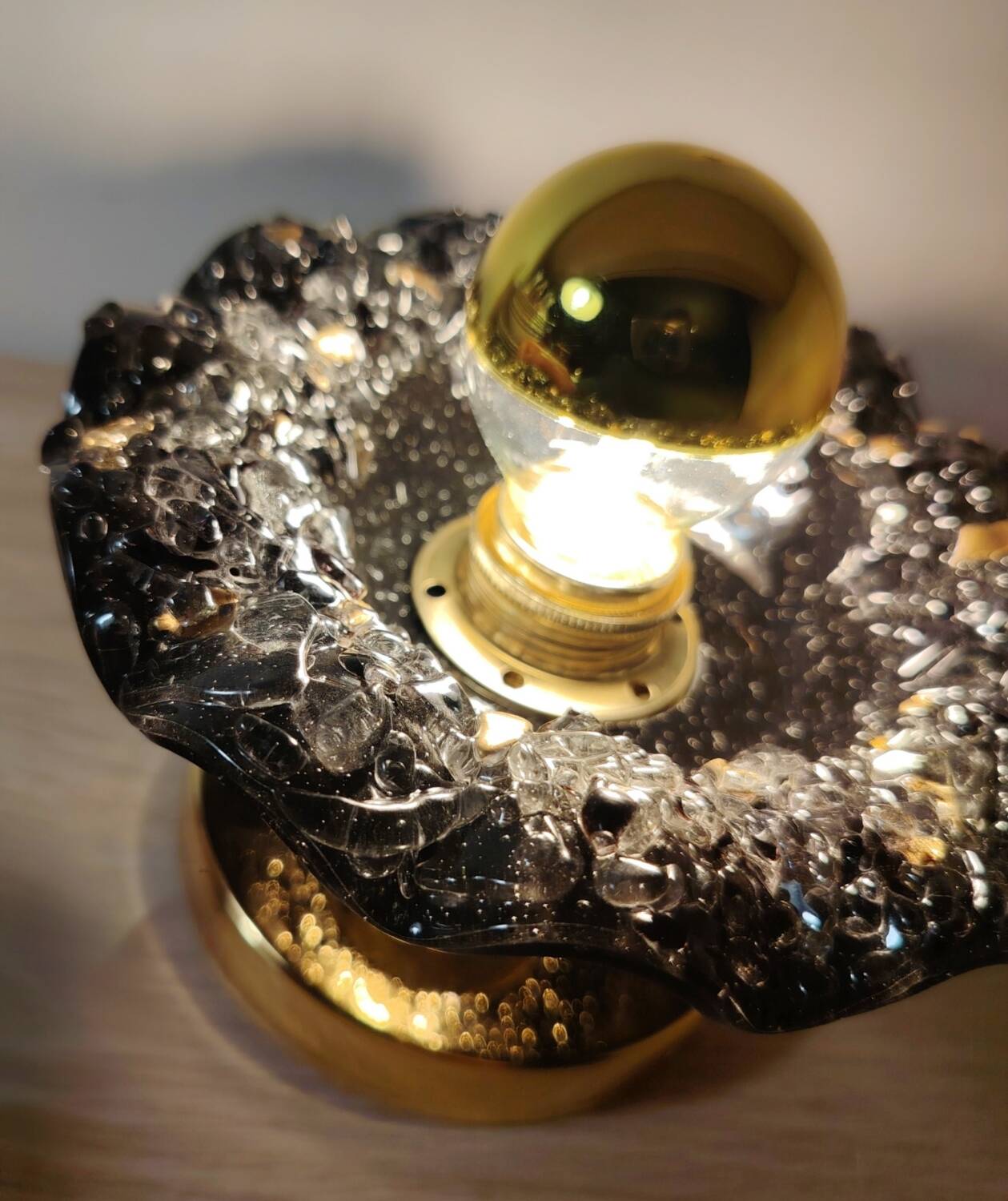 Black and gold Murano flower wall light