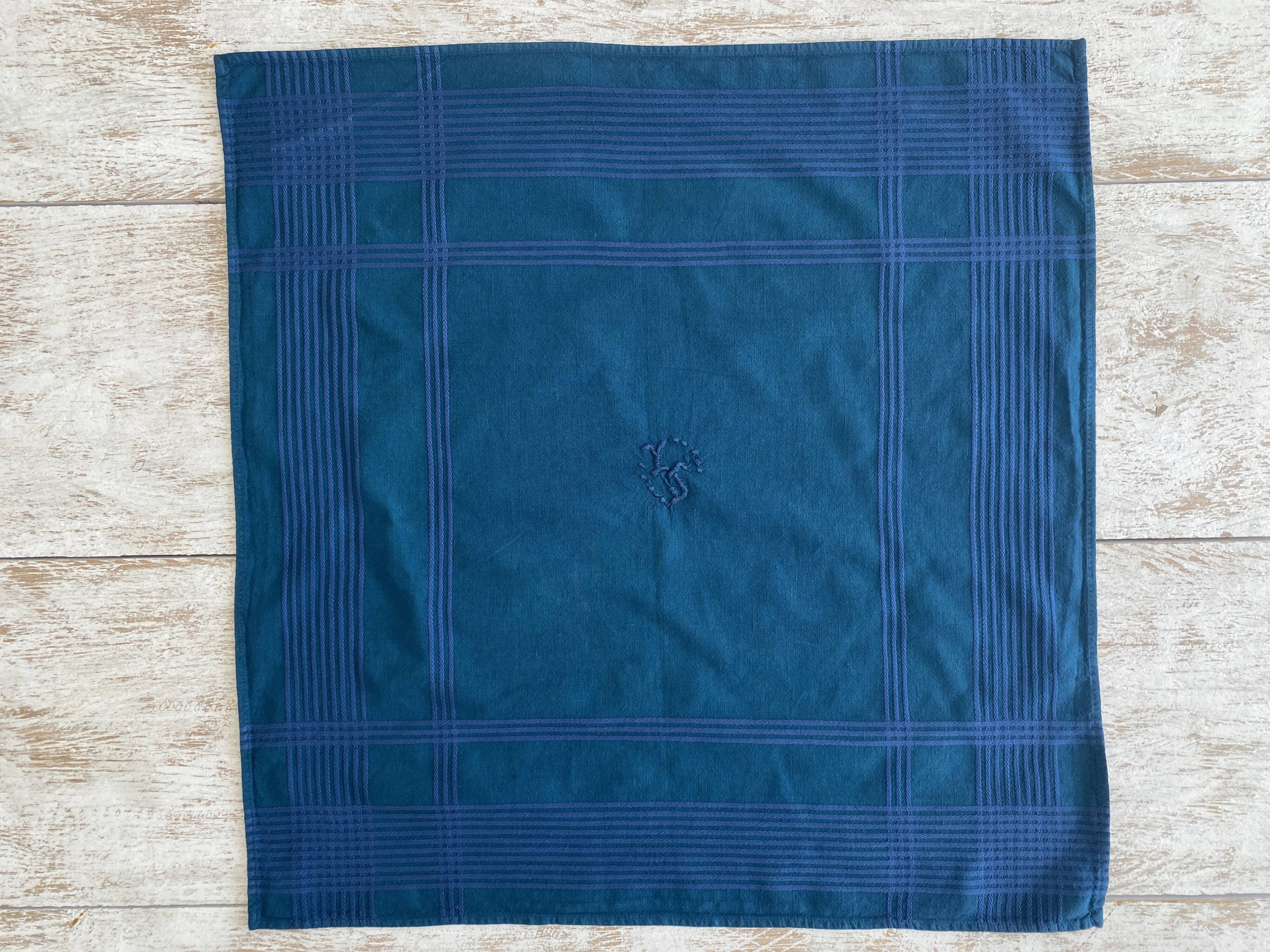 Damask tablecloth and napkins, monogrammed YJ dyed - Cotton - 150x170cm