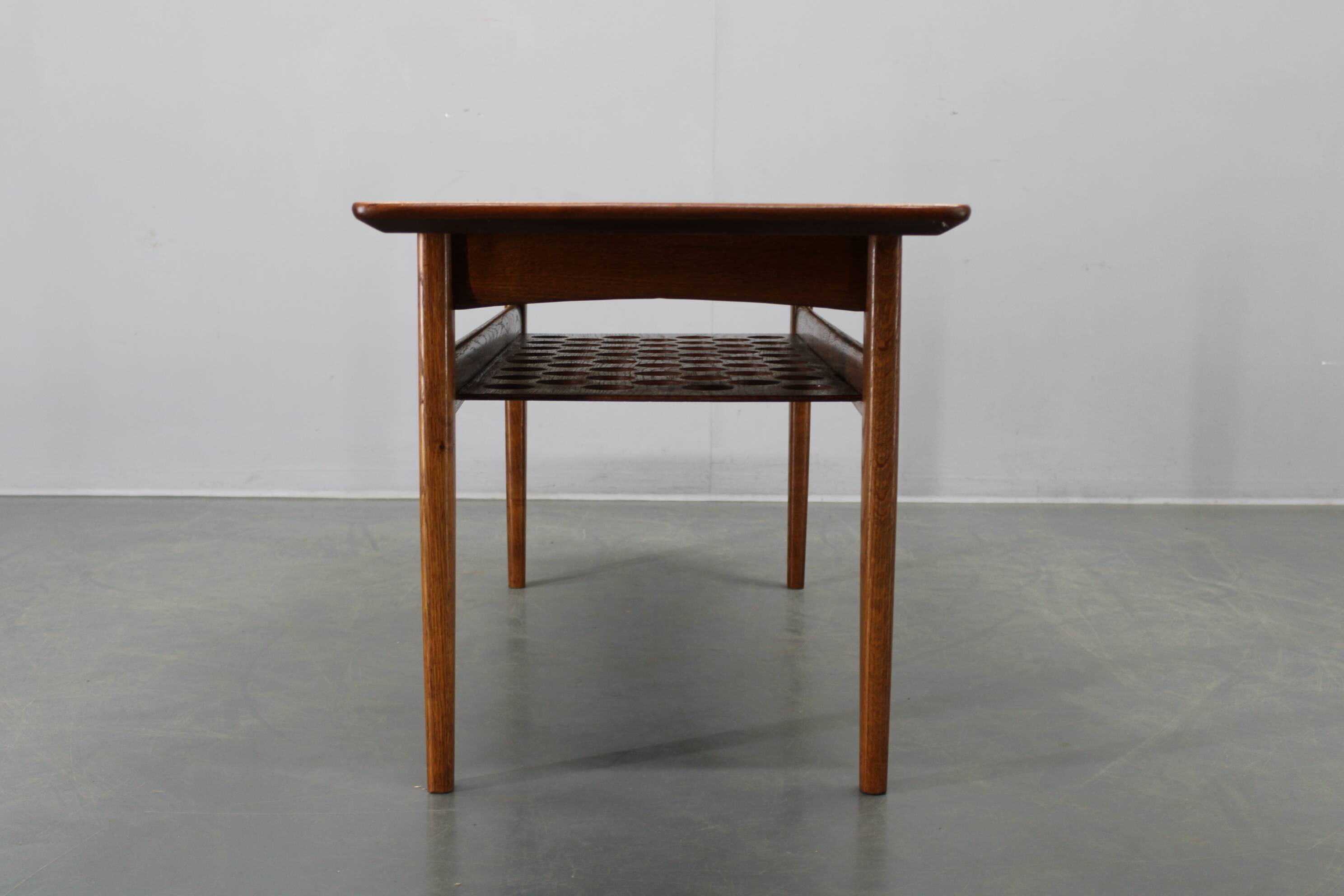 Danish midcentury coffee table with teak veneer and oak base, 1960s