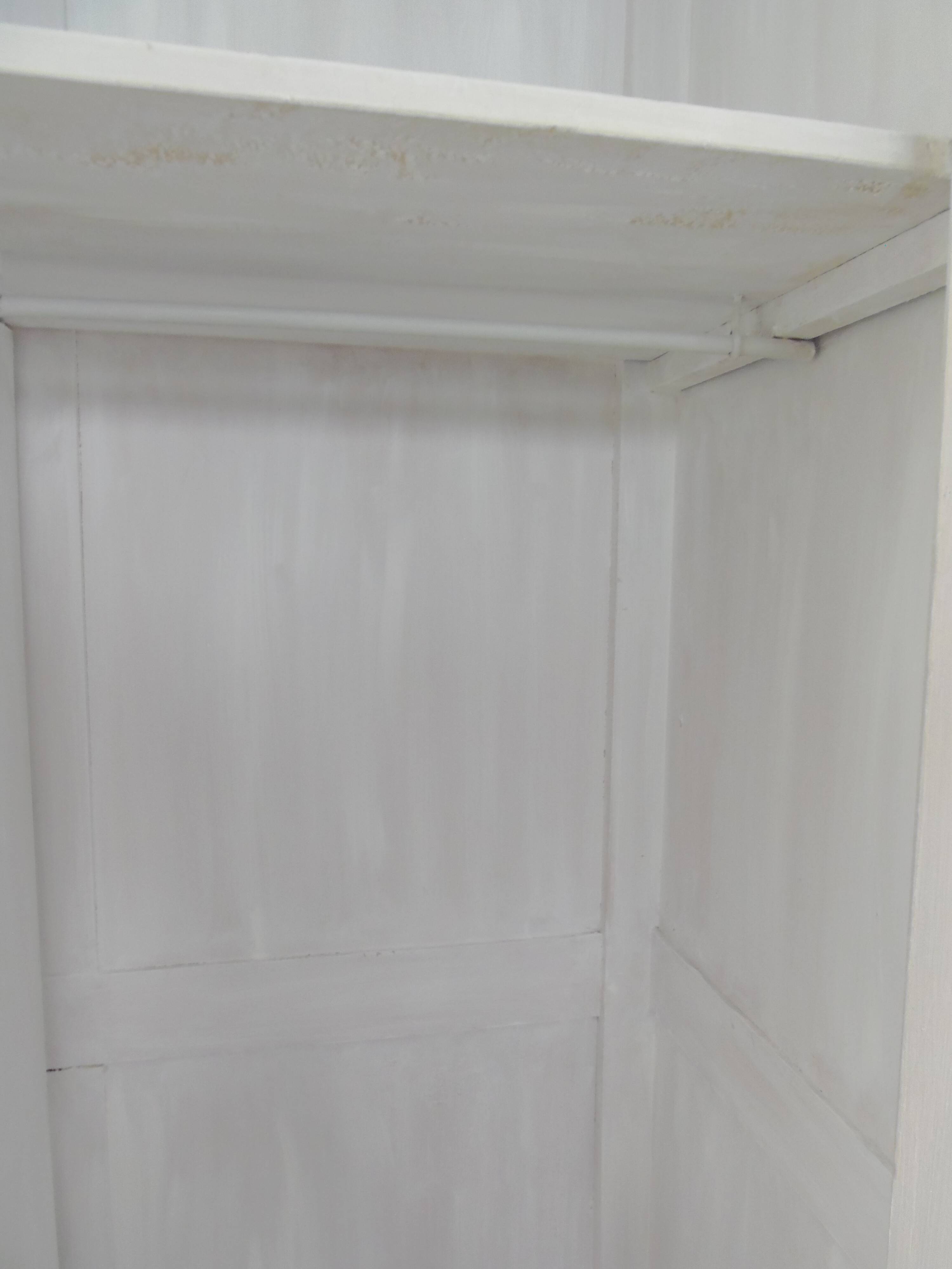 Vintage Parisian wardrobe, 2 doors re-enchanted in pearl gray.
