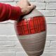 Vintage West German Vase Red Abstract Ceramic 1202/35