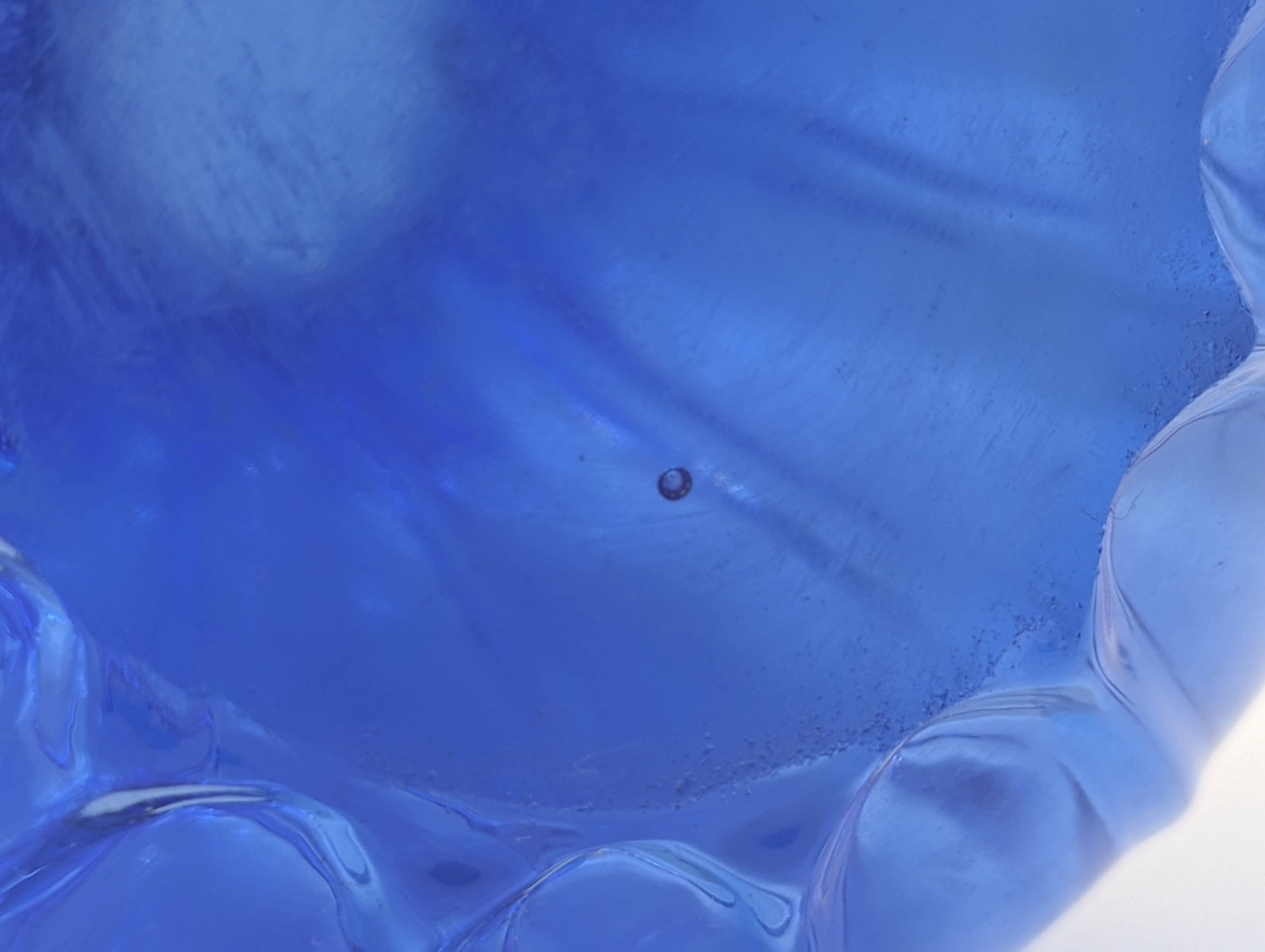 Cobalt Blue Ruffled Edge Ribbed Glass Vase