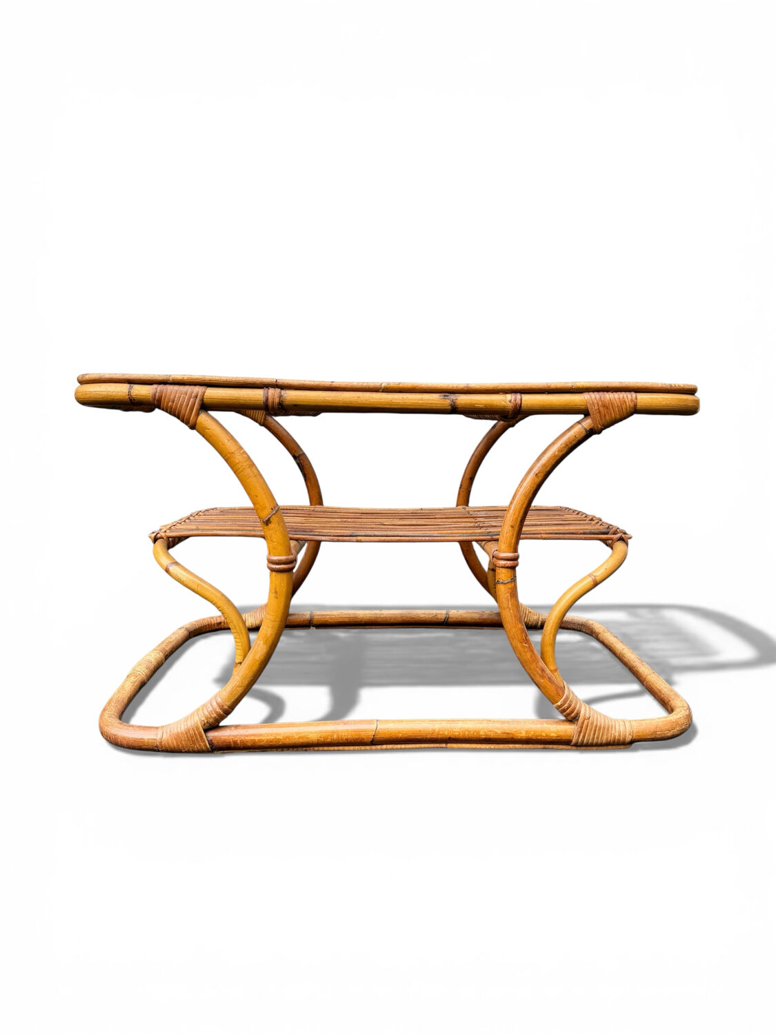 Vintage rattan coffee table – 1950s design