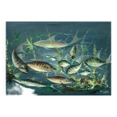 École Congolaise Faune aquatique Huile sur toile signée