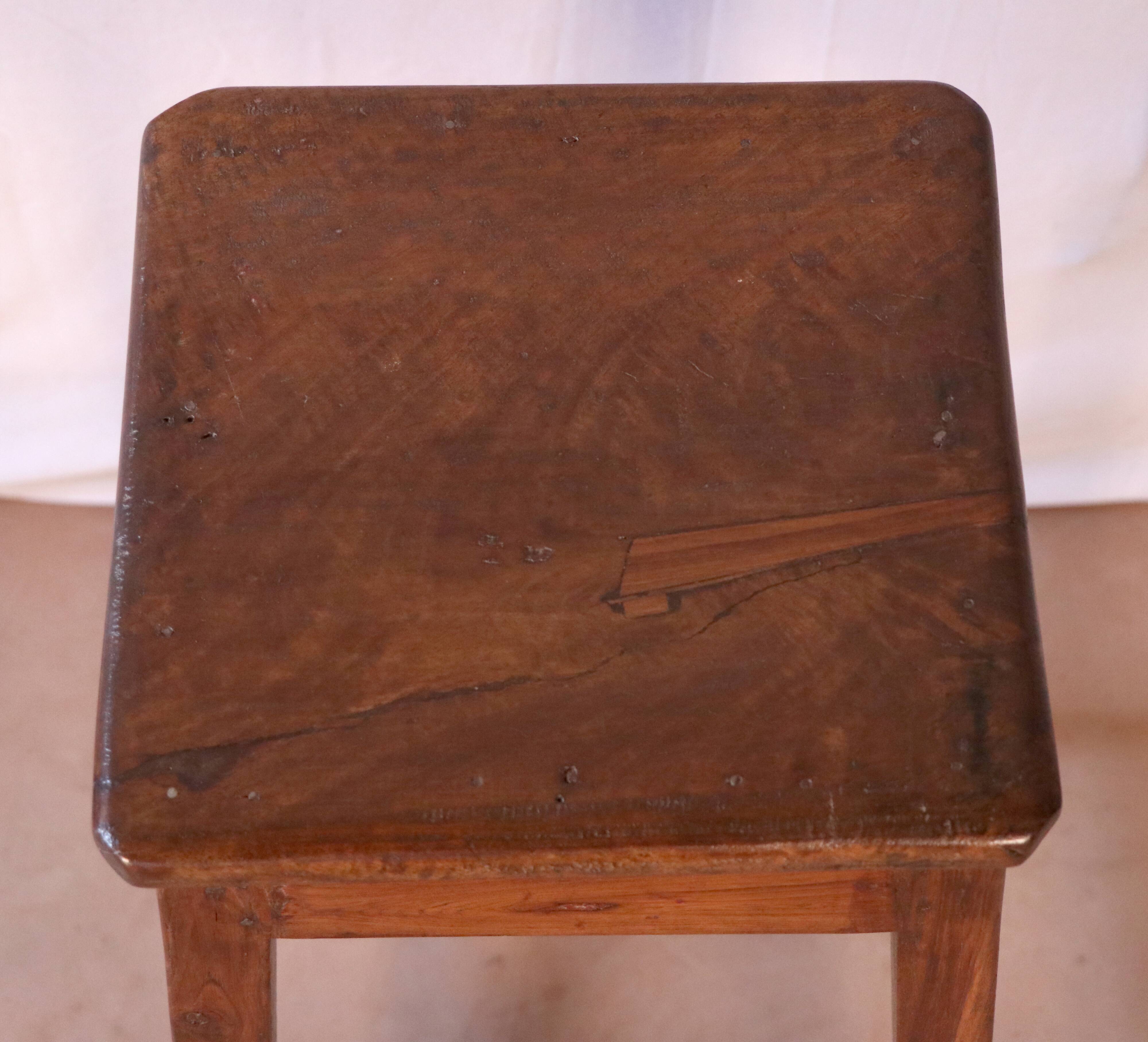 Old Burmese teak workshop top stool