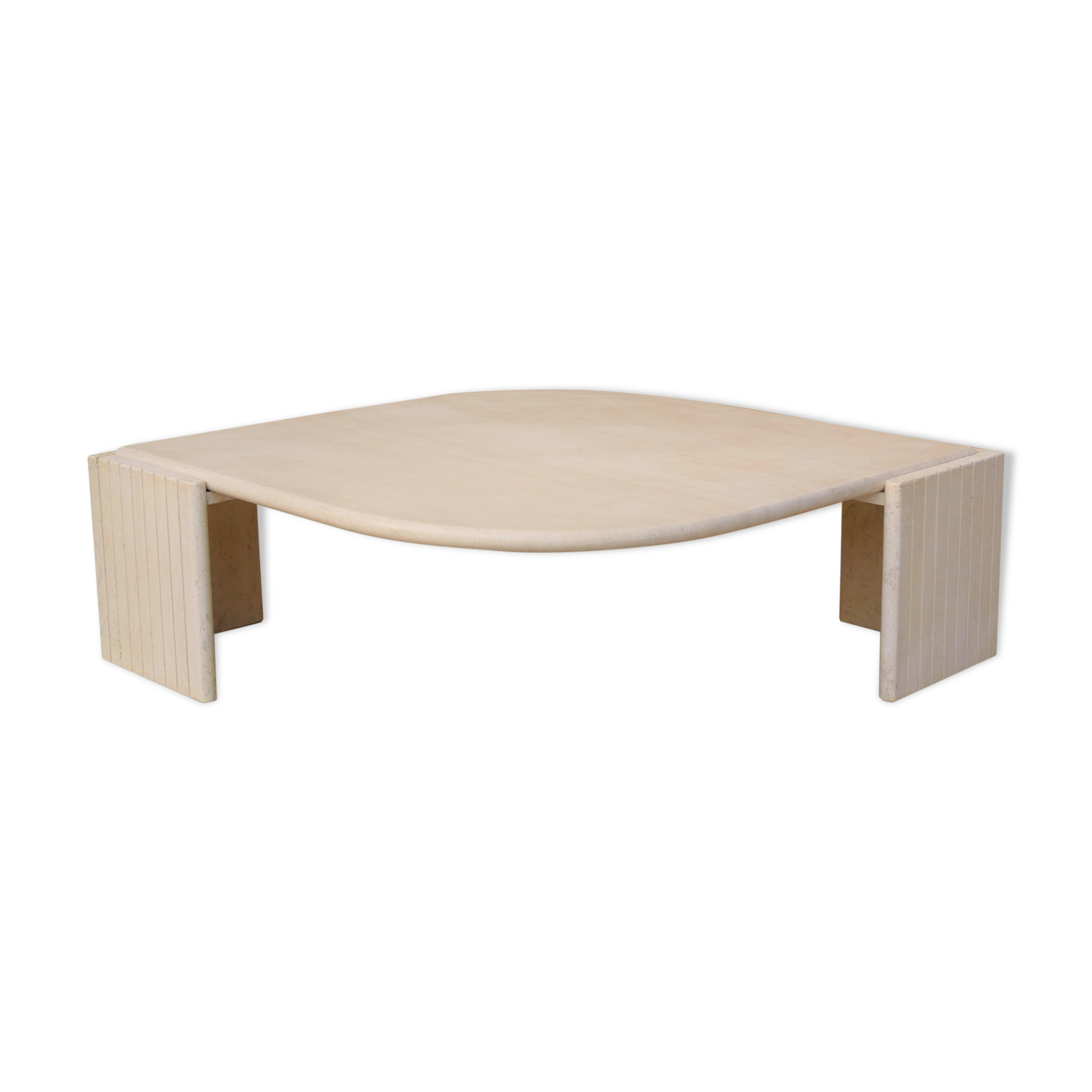Table basse vintage en travertin par les éditions Roche Bobois