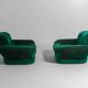 Paire de fauteuils de salon en velours vert, Italie, années 1970