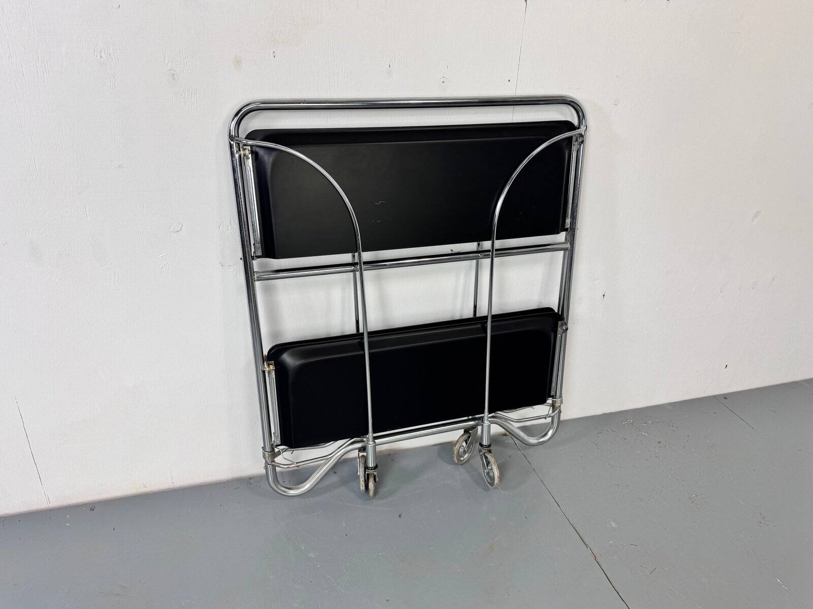 Mid-century Bauhaus Dinett foldable serving trolley from Bremshey Solingen, 1960s