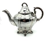 5 cups silver tea and teapot in English faience 19th century