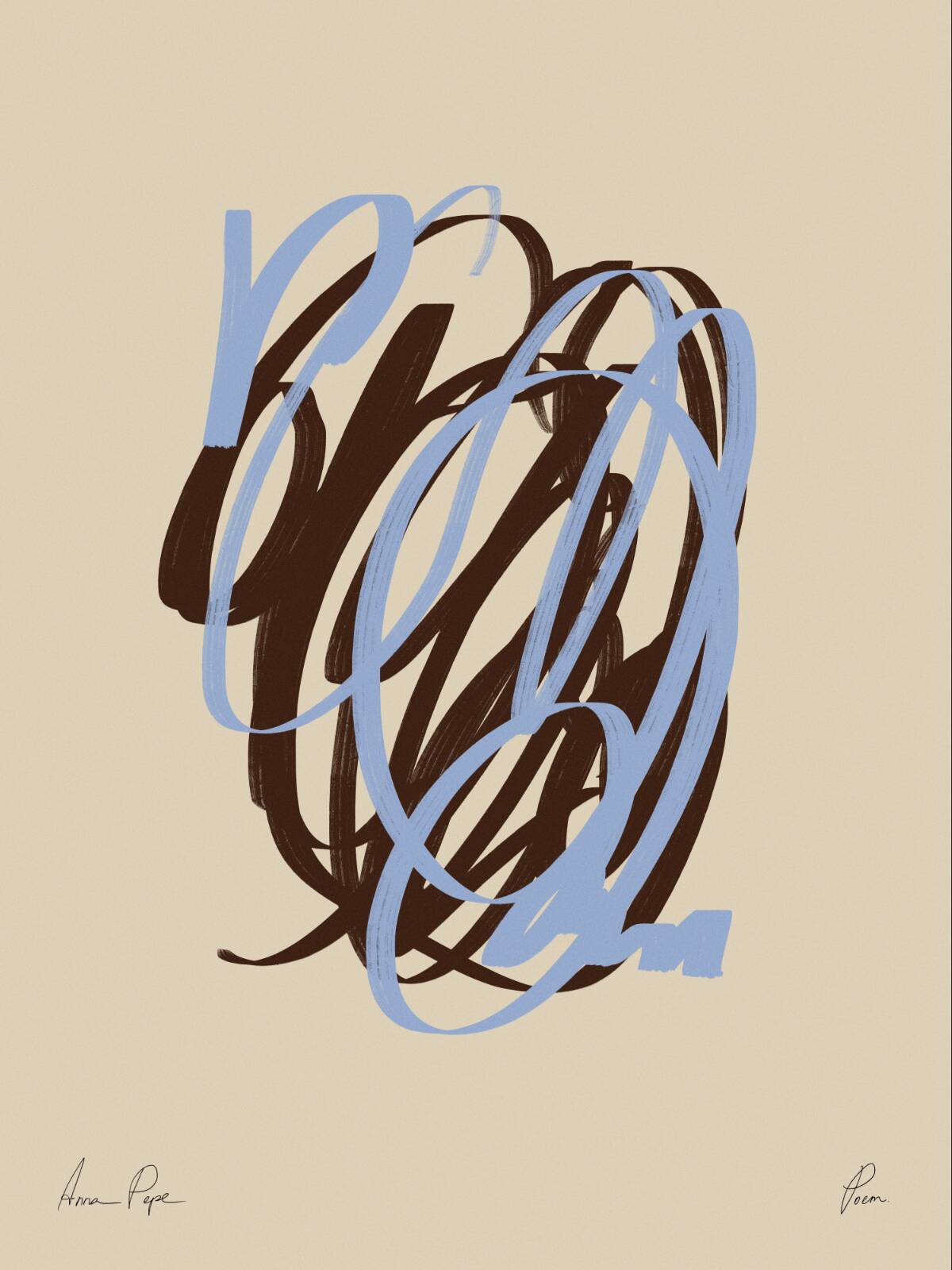 Abstract brown and blue lines giclee print
