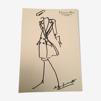 Press fashion illustration - autumn-winter 1985-1986 collection Christian Dior