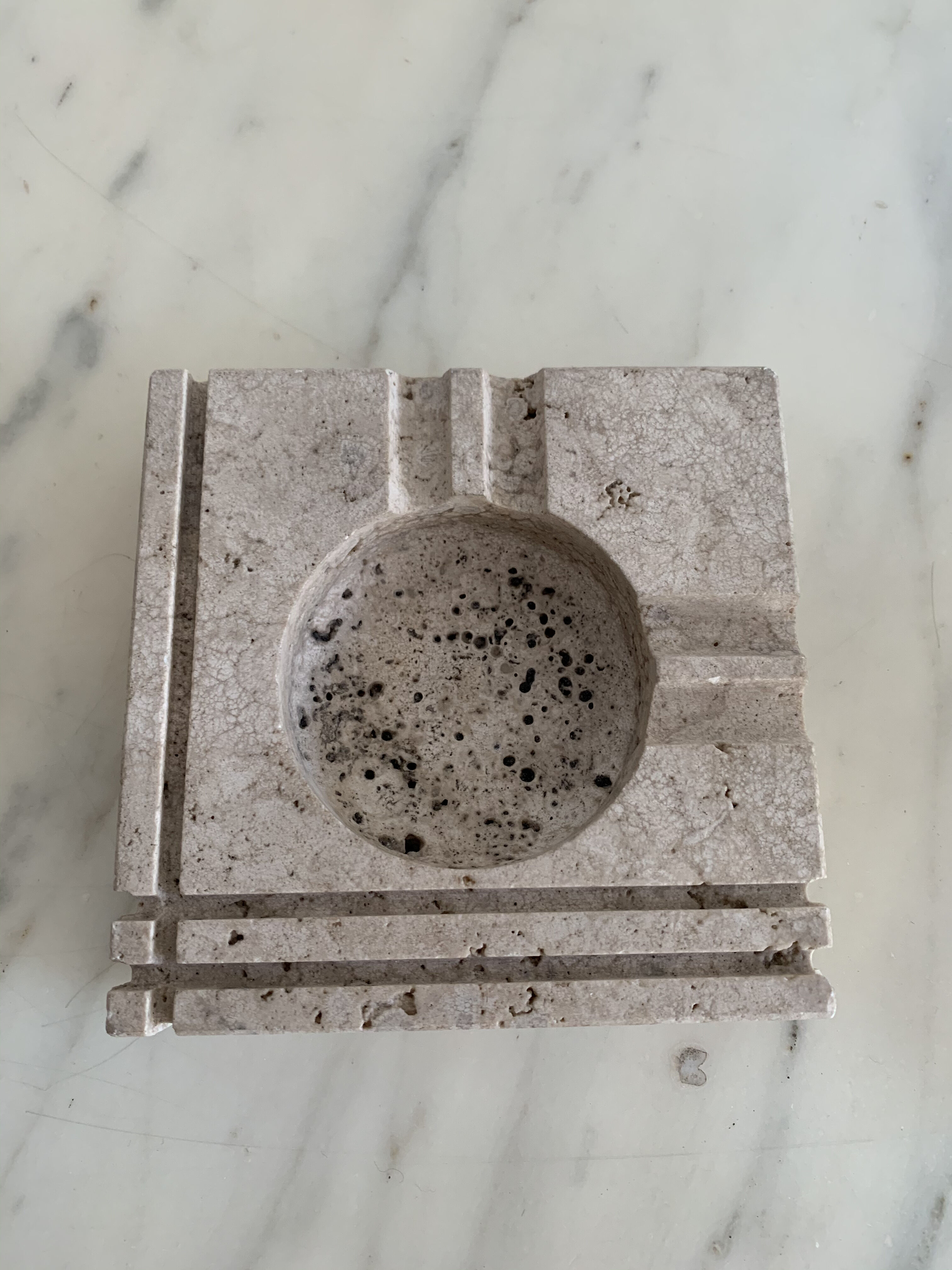 Square ashtray rough stone