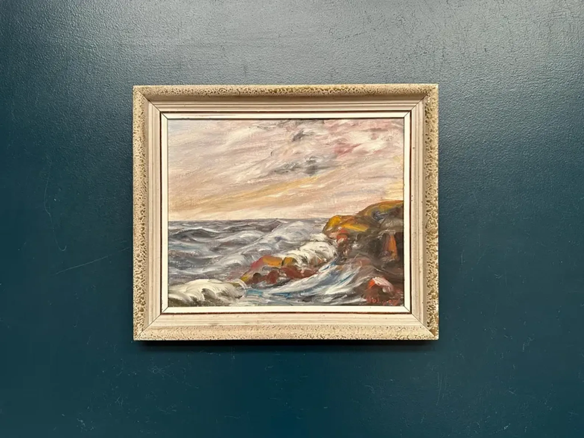 Oil on Canvas Original Swedish – 'Sea' by Holger Almquist – Signed – Vintage and Framed – 50 × 40 cm (19.7 in × 15.7 in)