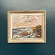 Oil on Canvas Original Swedish – 'Sea' by Holger Almquist – Signed – Vintage and Framed – 50 × 40 cm (19.7 in × 15.7 in)