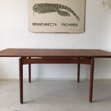 Dining table extendable Scandinavian teak extension 1960 s