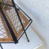 Wrought iron and rattan magazine holder