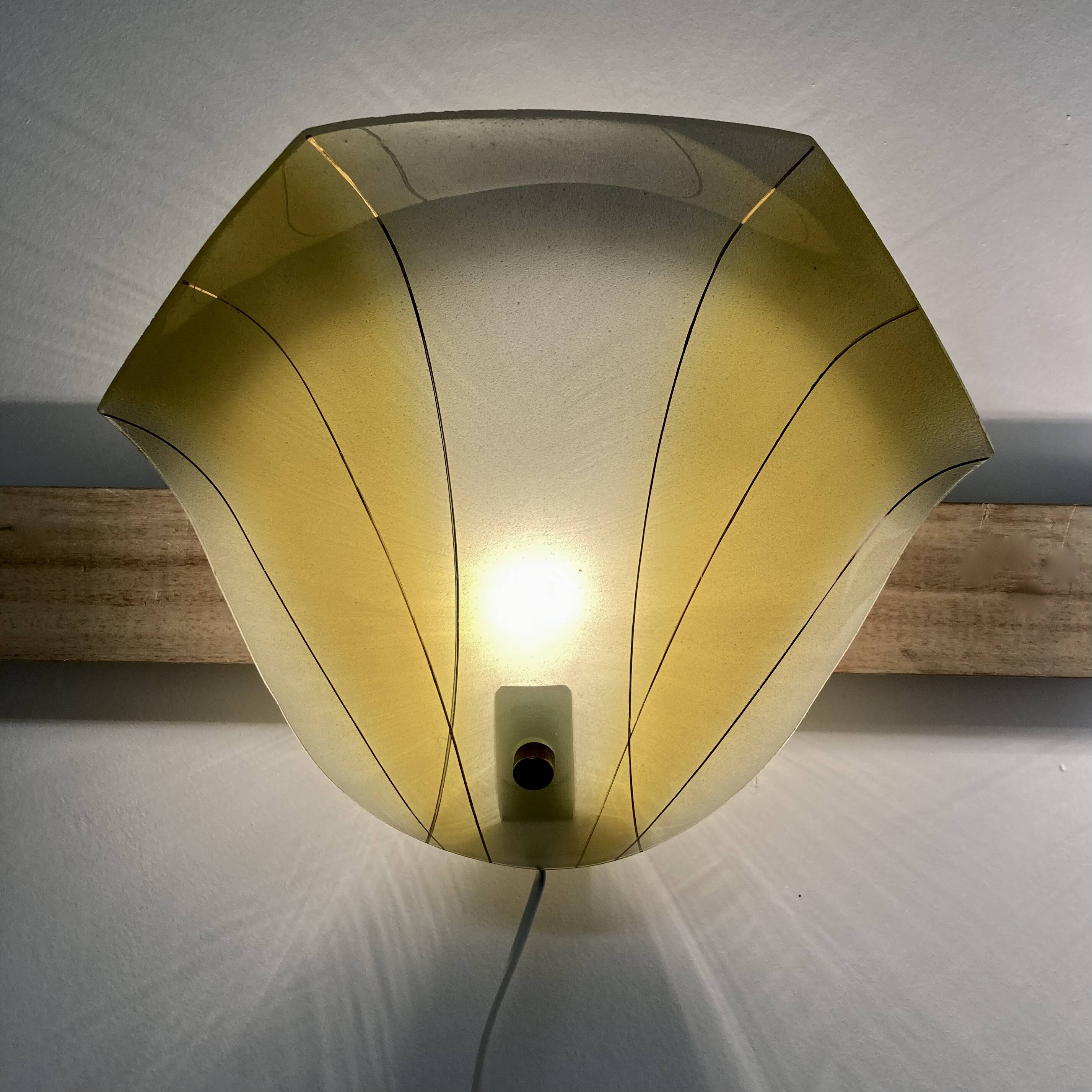 Yellow glass wall lamp, Scandinavian design, 1950s.