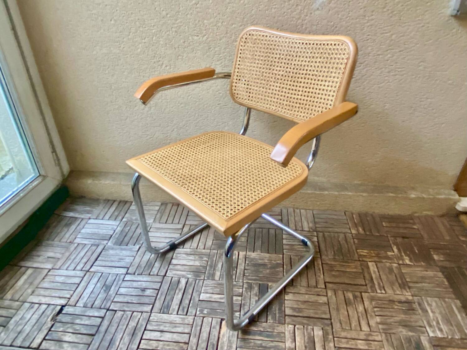 Cesca B64 armchair designed by Marcel Breuer, vintage Italy, 1980s.
