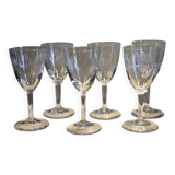 6 Wine Glasses - Small cut decoration - Period 1900