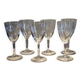 6 Verres à Vin - Petit décor taillé - Epoque 1900