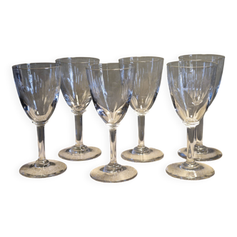 6 Wine Glasses - Small cut decoration - Period 1900