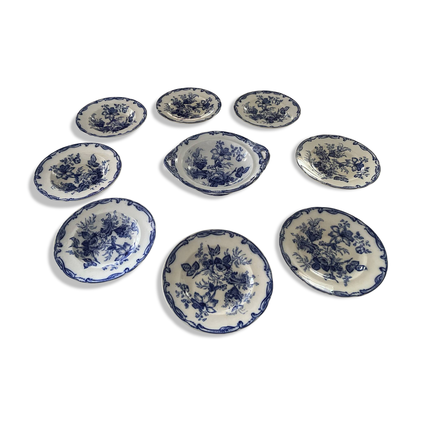 Set of plates and a handled dish Brownfield England