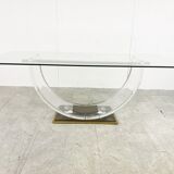 Vintage lucite and brass dining table, 1970s