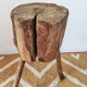 Brutalist side table - Former solid wood farm block