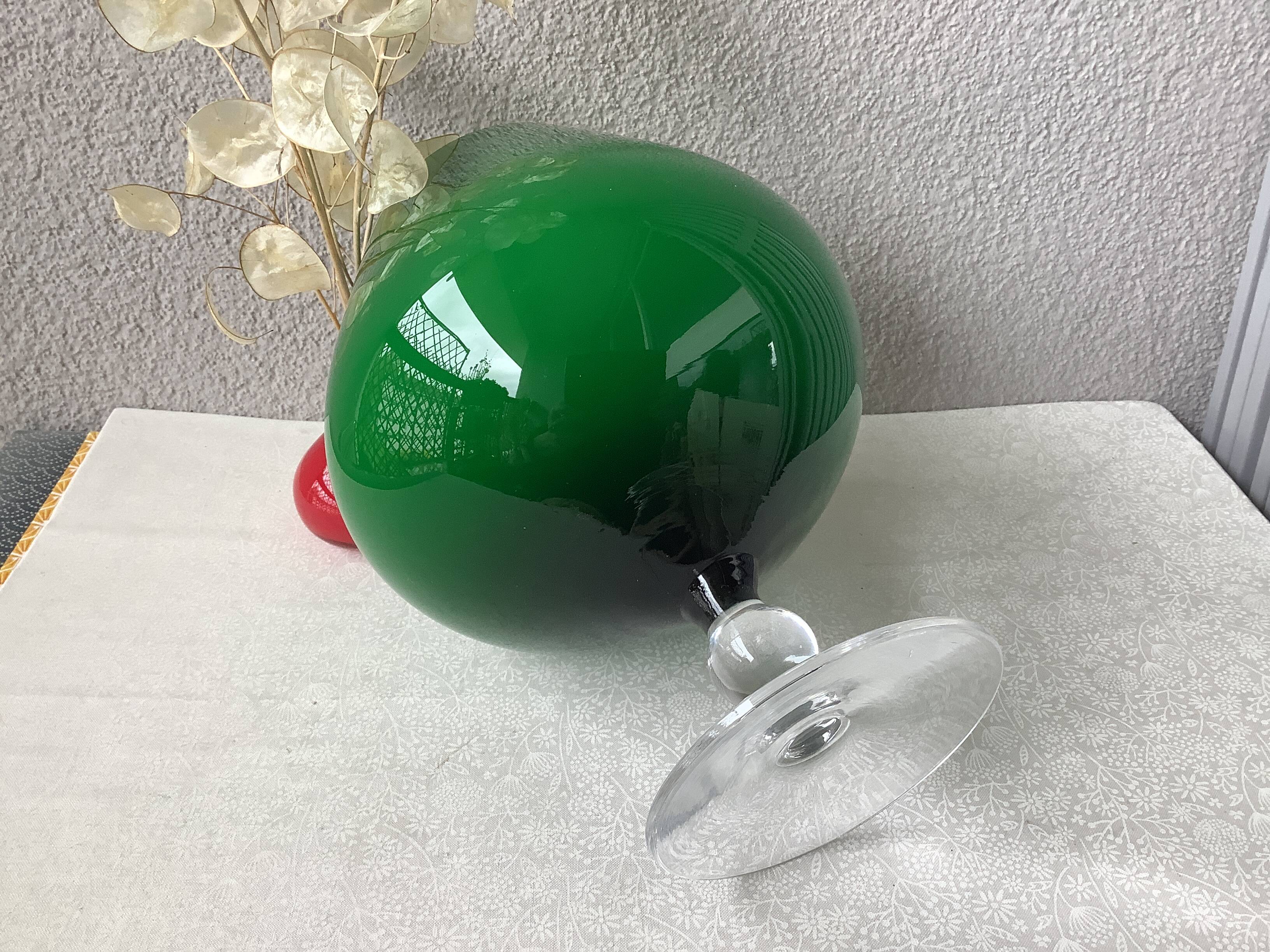 Italian vase on pedestal stem in opal glass - XXL size