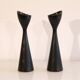 Pair of vintage Scandinavian wooden candle holders