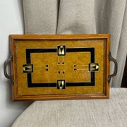 Plateau en marqueterie bois et nacre