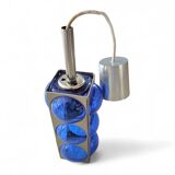 Blue glass / chrome hanging light / 1980s / Temde Swiss