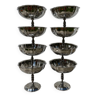 8 silver-plated metal cups 1970