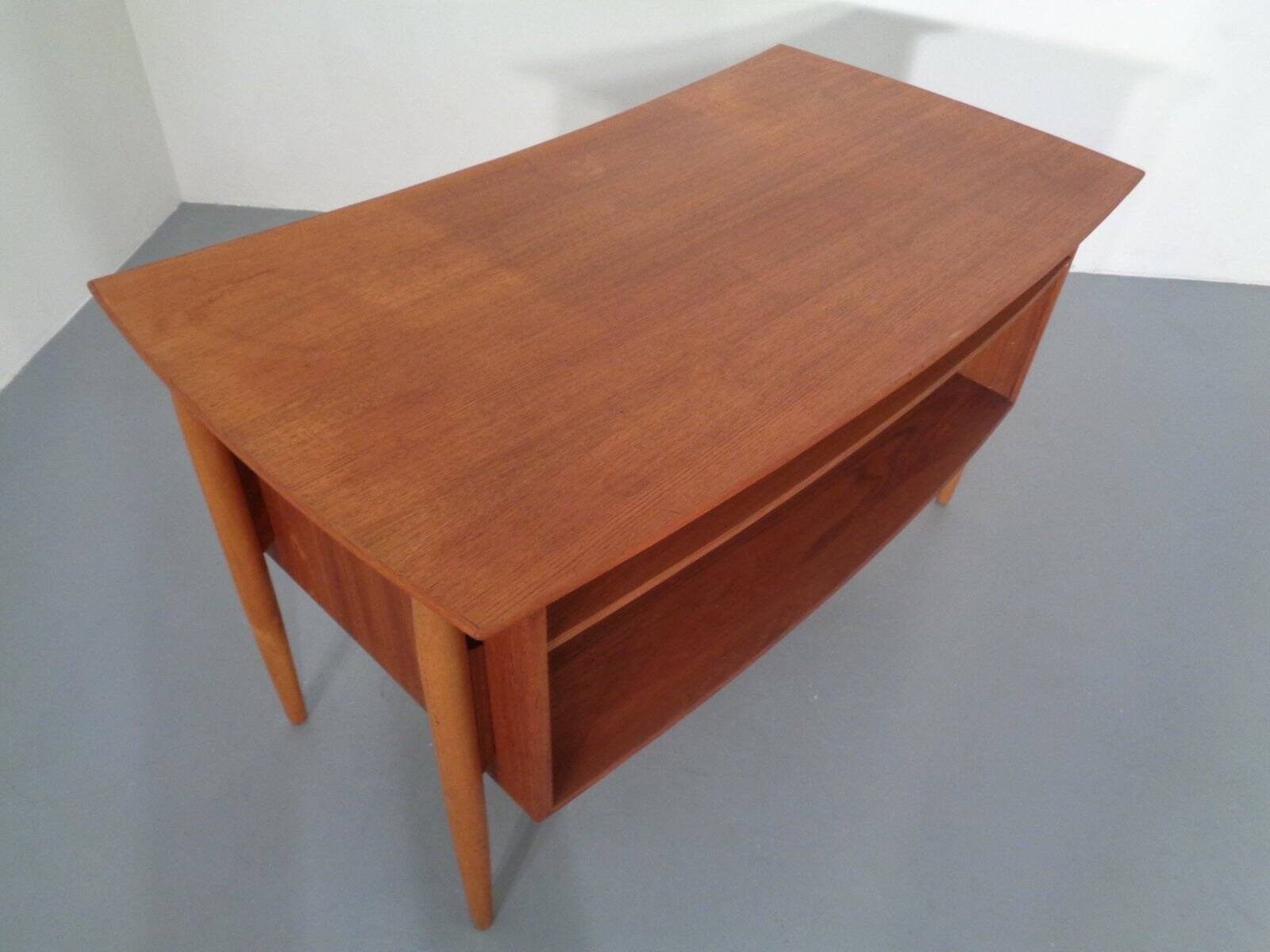 Vintage Danish Curved Teak Desk, 1960s