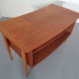 Vintage Danish Curved Teak Desk, 1960s