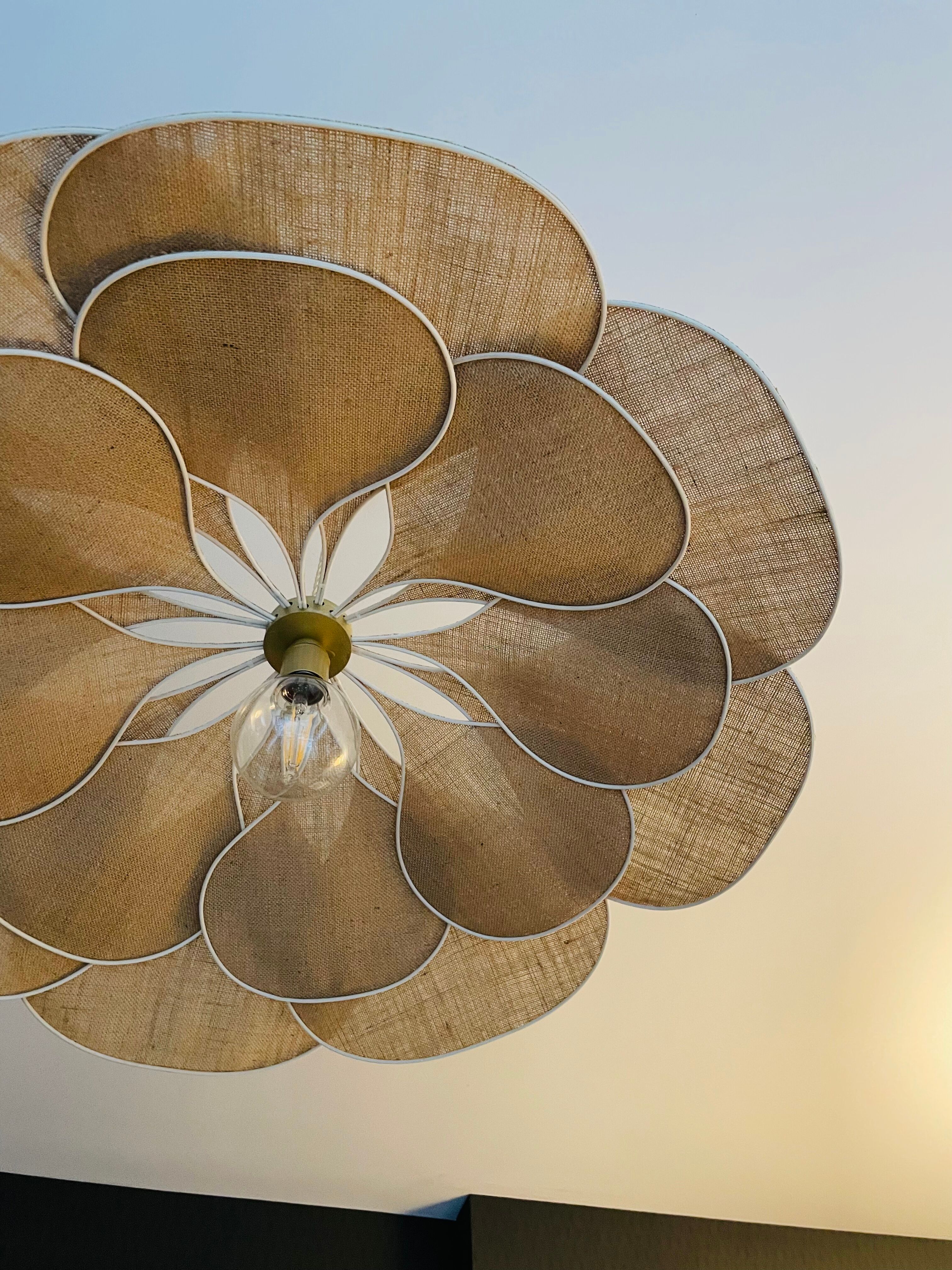 Floral suspension linen and rattan