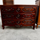 Curved Lyonnaise commode from the Louis XV period in solid walnut, late 1750s.