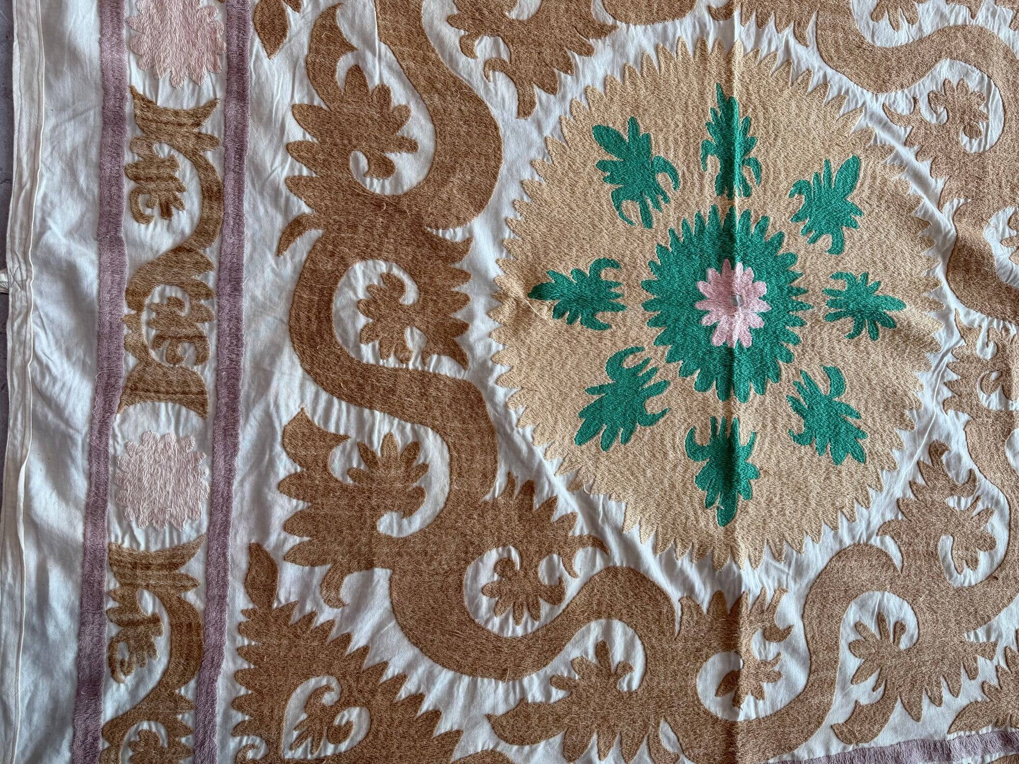 Vintage hand-embroidered tablecloth 128x135 cm