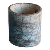 Vase cylindrique en céramique raku bleu