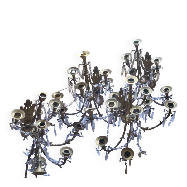 Appliques bronze doré avec pendeloques crystal