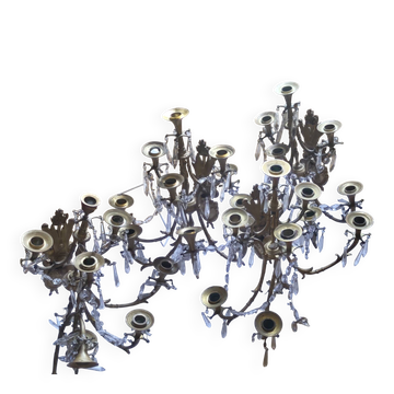 Appliques bronze doré avec pendeloques crystal