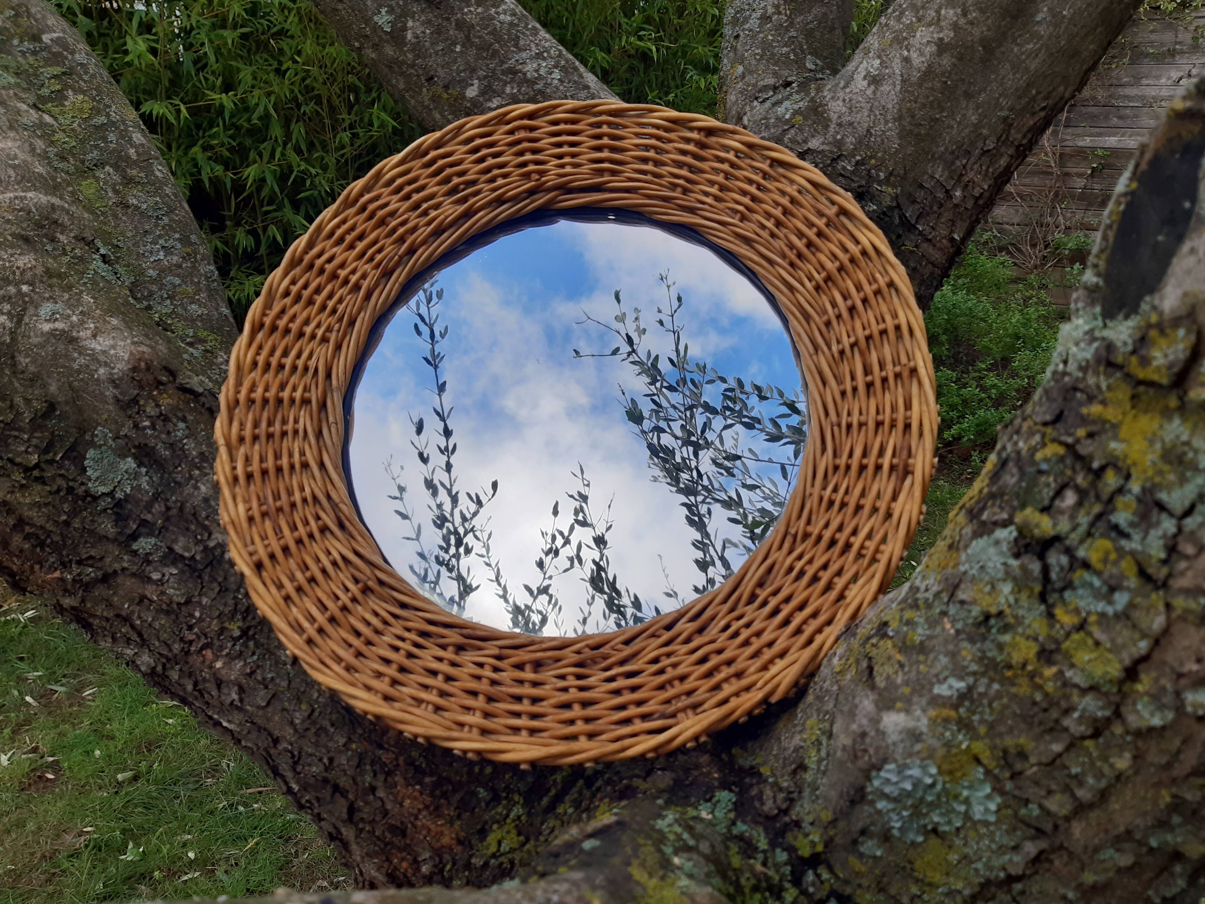 Miroir osier années 50/60 - 33cm
