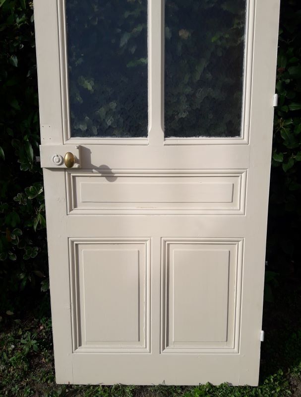 Old translucent glass communication door 82.5x214.2cm
