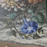 Table, oil on canvas, bouquet of flowers, signed